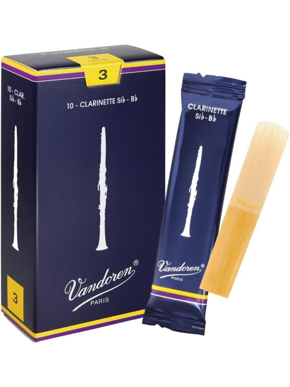 Traditional Bb Clarinet Reeds Strength 3 - Box of 10, Perfect for Musicians
